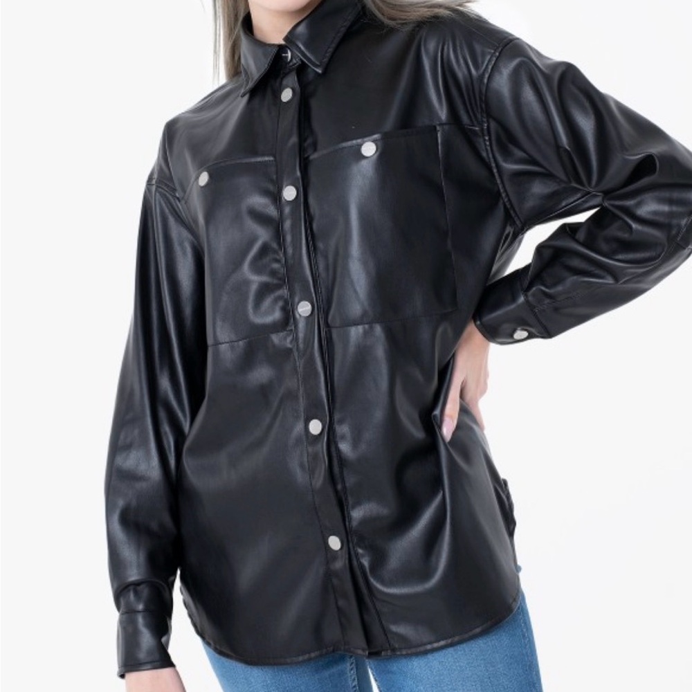 RINO & PELLE Buttery Soft Vegan Leather Shirt